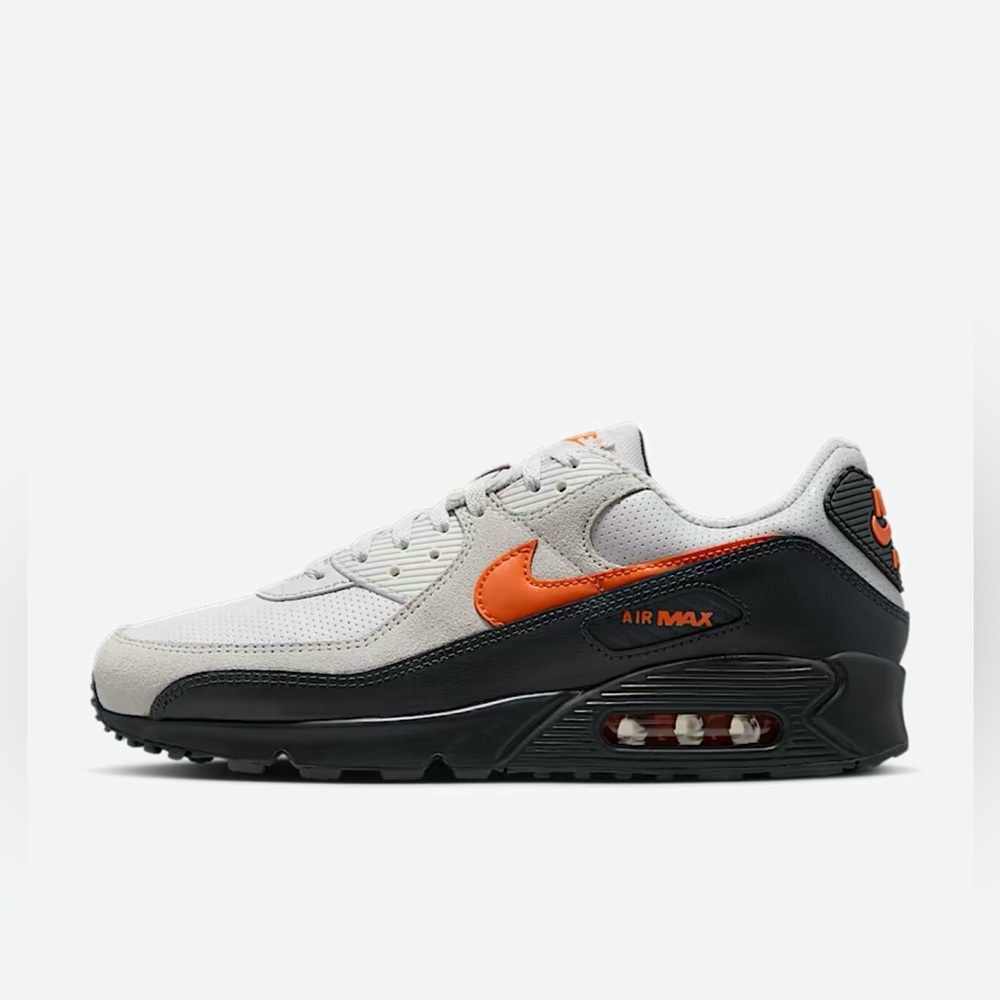 Nike Air Max 90 Shoes Sneakers Vast Grey Safety Orange IF0670 003 Mens sizes - Picture 2 of 4